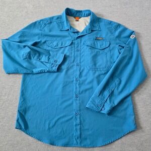 Eddie Bauer Mens L Blue Long Sleeve Button Up Outdoor Shirt Freedry